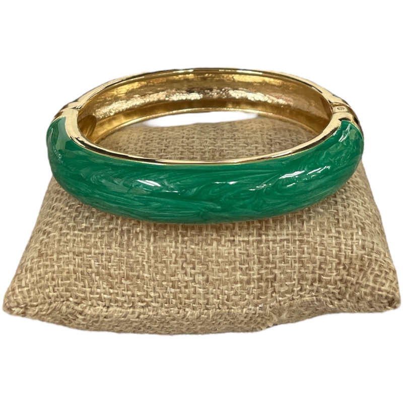 DRO64 GREEN ENAMEL GOLD CHUNKY BRACELET