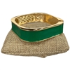 DRO67 SQUARE GREEN ENAMEL GOLD CHUNKY BRACELET