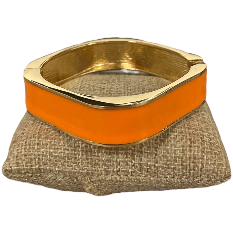 DRO68 SQUARE ORANGE ENAMEL GOLD CHUNKY BRACELET
