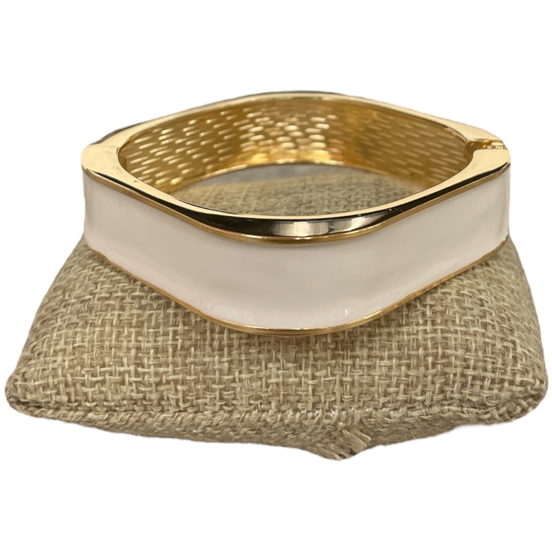 DRO69 SQUARE WHITE ENAMEL GOLD CHUNKY BRACELET