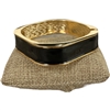 DRO70 SQUARE BLACK ENAMEL GOLD CHUNKY BRACELET