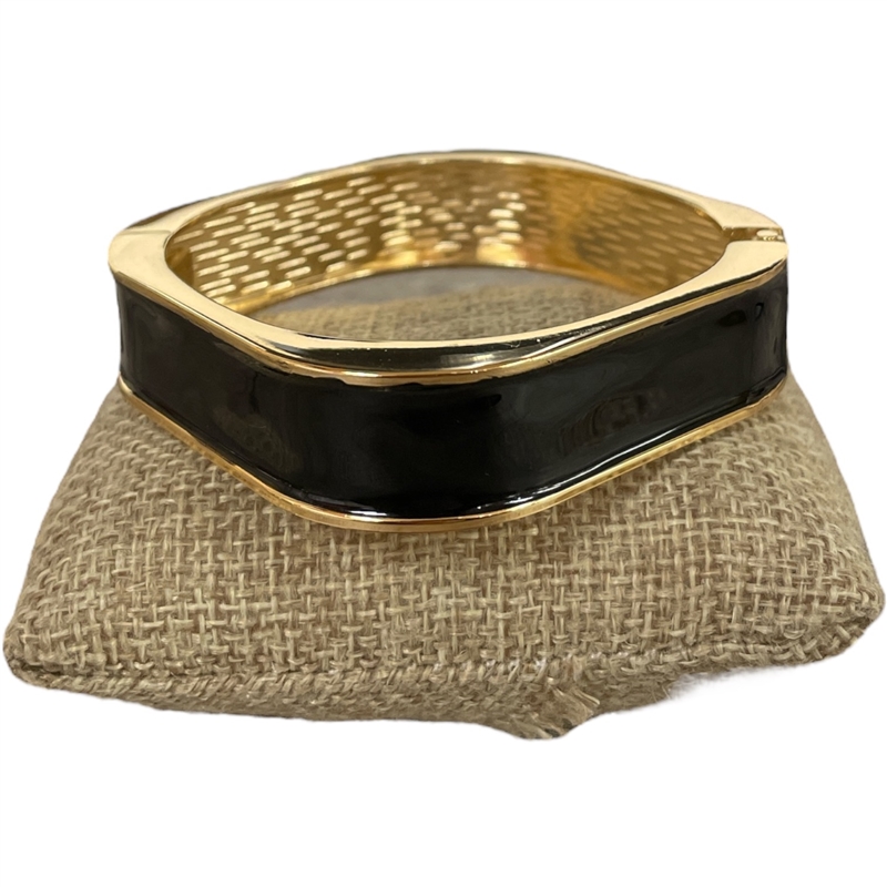 DRO70 SQUARE BLACK ENAMEL GOLD CHUNKY BRACELET