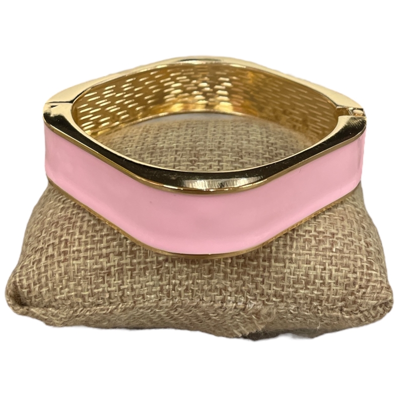 DRO70 SQUARE PINK ENAMEL GOLD CHUNKY BRACELET