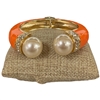 DRO74 PEARL ORANGE ENAMEL GOLD CHUNKY BRACELET