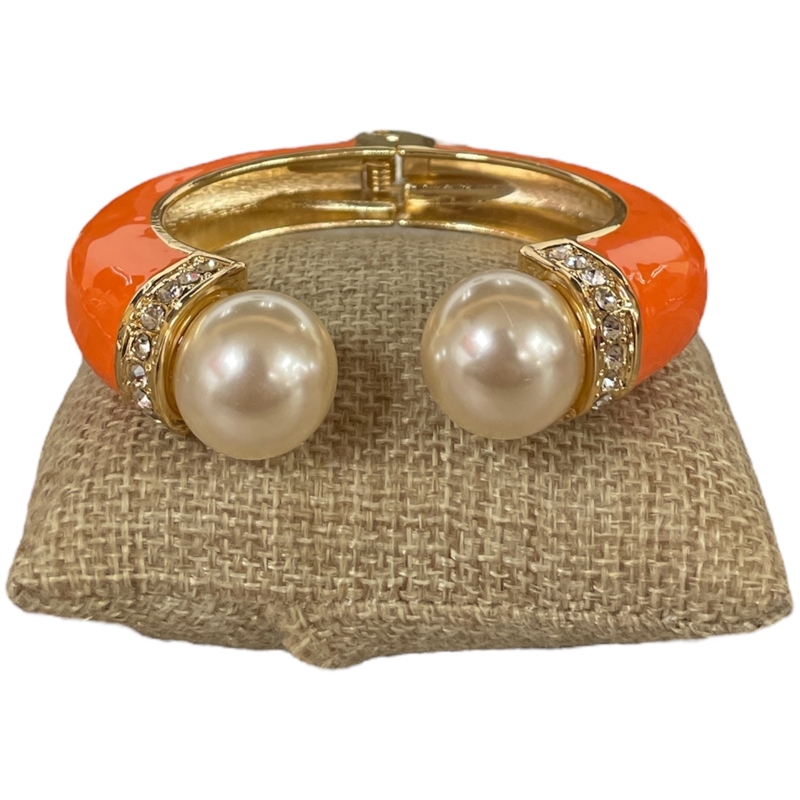 DRO74 PEARL ORANGE ENAMEL GOLD CHUNKY BRACELET