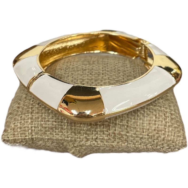 DRO75 SQUARE WHITE ENAMEL GOLD CHUNKY BRACELET