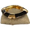 DRO76 SQUARE BLACK ENAMEL GOLD CHUNKY BRACELET