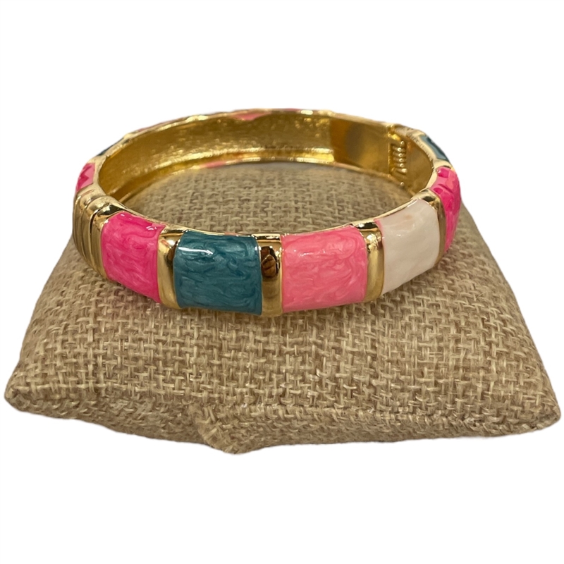DRO79 PINK MULTI ENAMEL GOLD CHUNKY BRACELET