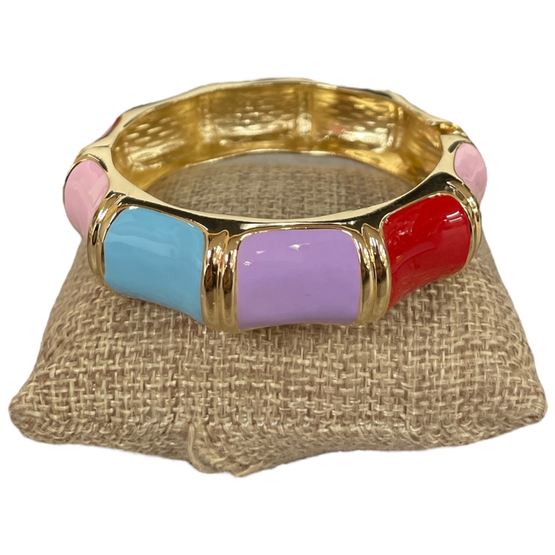 DRO85 MULTI PURPLE ENAMEL GOLD CHUNKY BRACELET