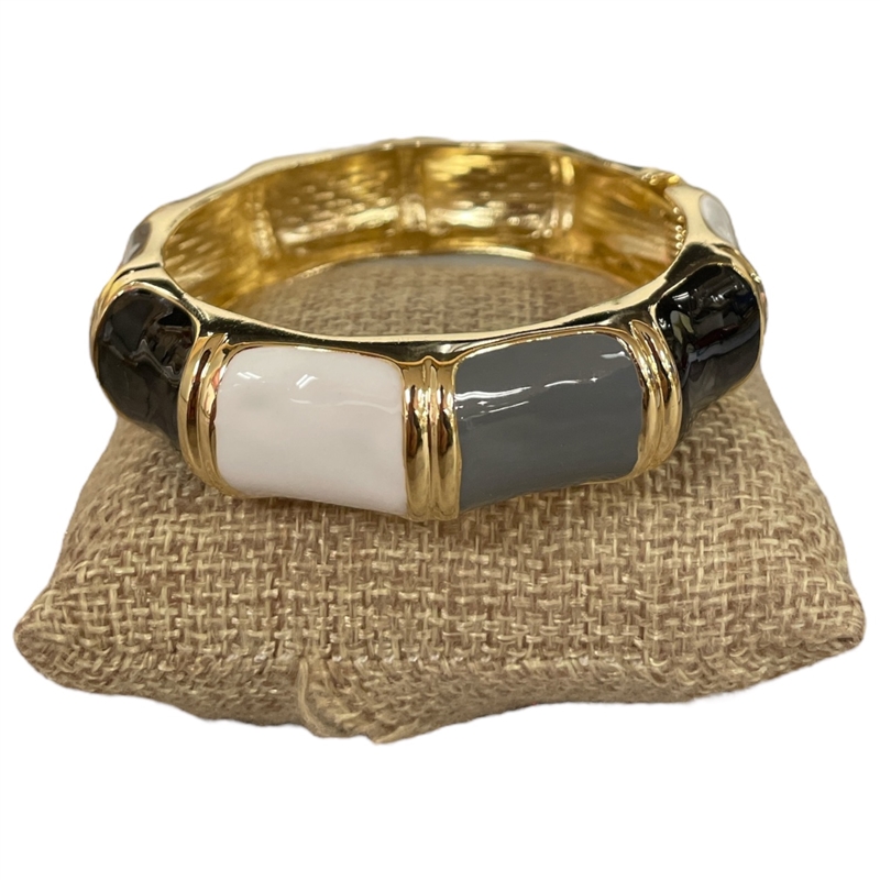 DRO86 BLACK MULTI ENAMEL GOLD CHUNKY BRACELET