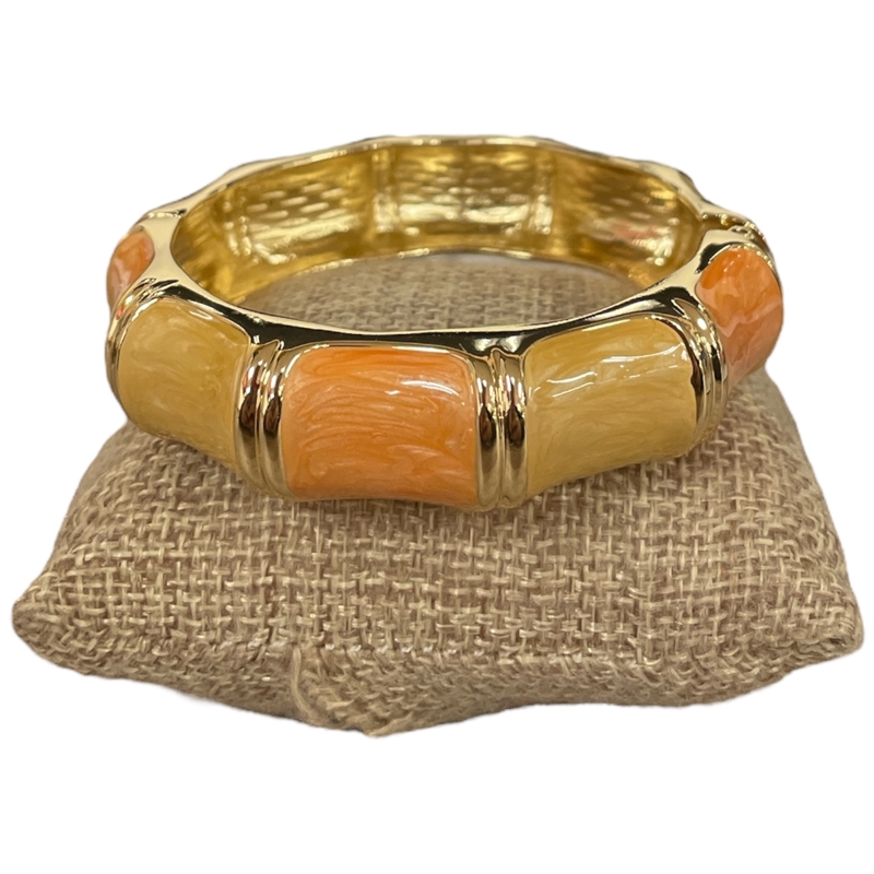 DRO871 ORANGE & YELLOW ENAMEL GOLD CHUNKY BRACELET