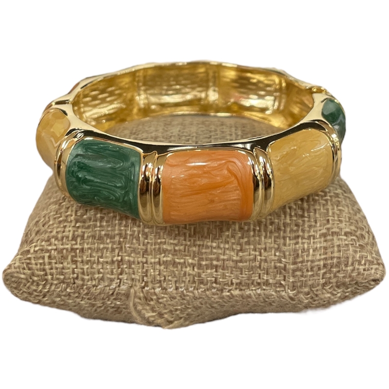 DRO872 GREEN MULTI ENAMEL GOLD CHUNKY BRACELET