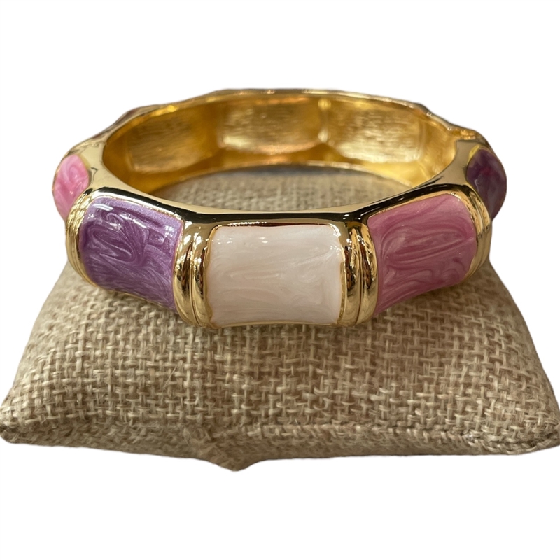 DRO88 PURPLE MULTI ENAMEL GOLD CHUNKY BRACELET