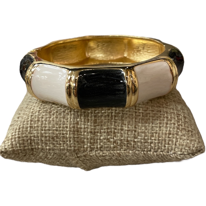 DRO90 BLACK AND WHITE ENAMEL GOLD CHUNKY BRACELET