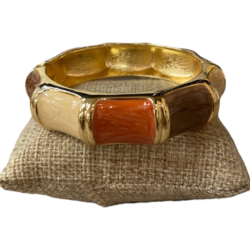 DRO91 BROWN MULTI ENAMEL GOLD CHUNKY BRACELET