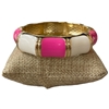 DRO931 PINK AND WHITE ENAMEL GOLD CHUNKY BRACELET