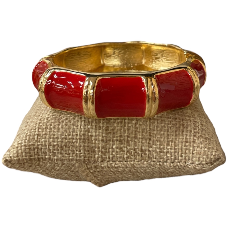 DRO941 RED ENAMEL GOLD CHUNKY BRACELET