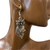 E001250 ANTIQUE SILVER OWL EARRINGS