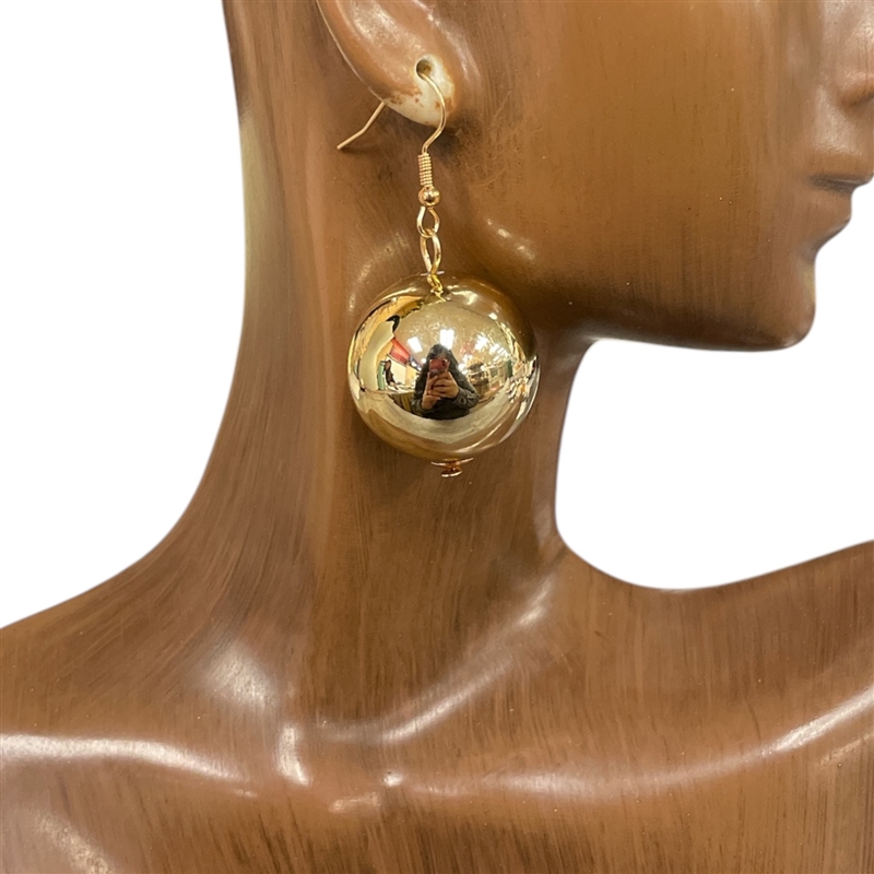 E280E  METALLIC BALL EARRINGS