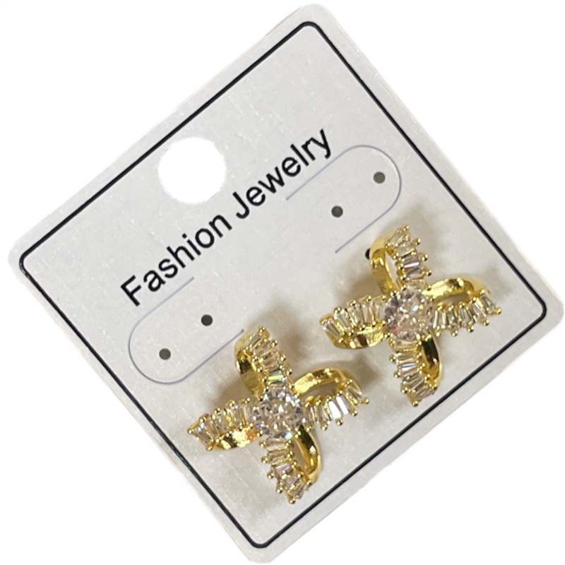 E295W  BAGUETTE RHINESTONE BOW EARRINGS