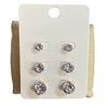 E30367 ROUND CLEAR 3 PAIR STUD EARRINGS SET