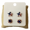 E30717 EMERICAN FLAG STAR 2 PC SET STUD EARRINGS