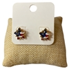 E30718 AMERICAN FLAG GOLD STAR STUD EARRINGS