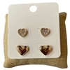 E30828 GOLD HEART 2PC SET STUD EARRINGS