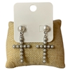 E30853 SILVER CROSS PEARL EARRINGS