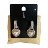 E4678 SILVER PEARL HEART & HOOP EARRING