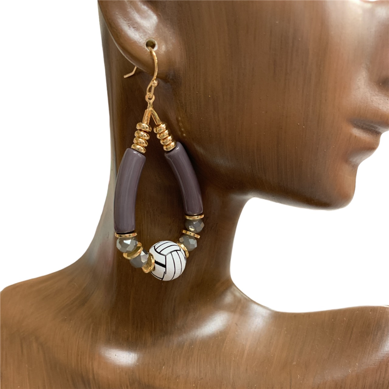 EE3086 VOLLEYBALL GRAY  ACRYLIC  EARRINGS