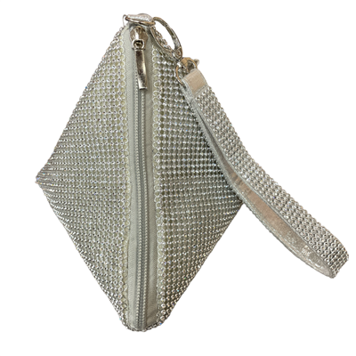 EG10094S  SILVER TRIANGLE  RHINESTONE EVENING  BAG