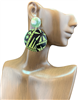 EJ72636 ABSTRACT GREEN ROUND ACRYLIC POST DANGLE EARRINGS