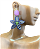 EJ72640 PURPLE MULTI FLOWER ACRYLIC POST DANGLE EARRINGS