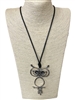 EN013469 SILVER SMALL OWL LONG NECKLACE