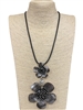 EN030FW   ANTIQUE  FLOWER LONG NECKLACE