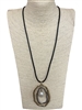 EN040 TWO TONE TEARDROP PEARL IN CENTER LONG NECKLACE