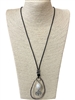 EN043 TEARDROP  PEARL & TREE OF LIFE CENTER LONG NECKLACE