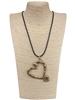 EN046 HAMMERED OPEN HEART LONG NECKLACE