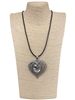 EN11020 ANTIQUE CRYSTAL CENTER SILVER HEART LONG NECKLACE