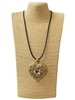 EN11020 ANTIQUE CRYSTAL CENTER GOLD HEART LONG NECKLACE