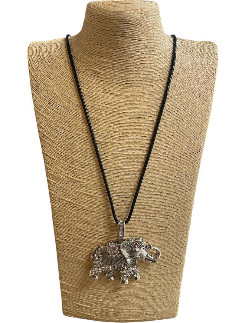 EN11479   RHINESTONE ELEPHANT LONG NECKLACE