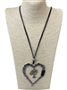 EN12855 HAMMERED HEART TREE OF LIFE IN CENTER  LONG NECKLACE