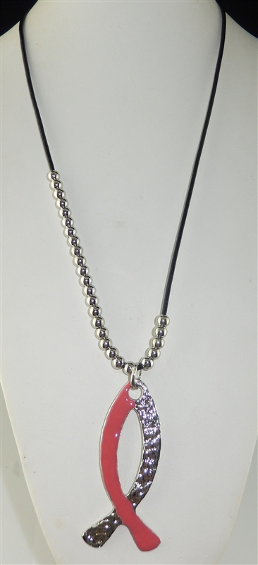 EN13072 BEST CANCER RIBBON NECKLACE