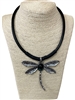 EN13634 DRAGONFLY GREEN STONE IN CENTER SHORT NECKLACE