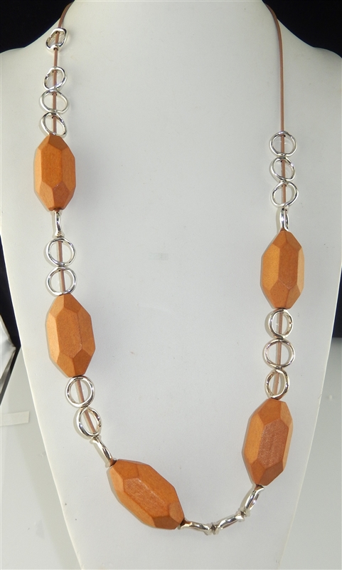 EN14843 WOOD METAL NECKLACE