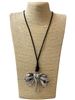 EN16603 HAMMERED ELEPHANT HEAD BLACK LONG NECKLACE