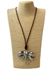 EN16603 HAMMERED ELEPHANT HEAD MAROON LONG NECKLACE
