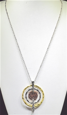 EN18053 CHAIN HAMMERED CIRCLES NECKLACE