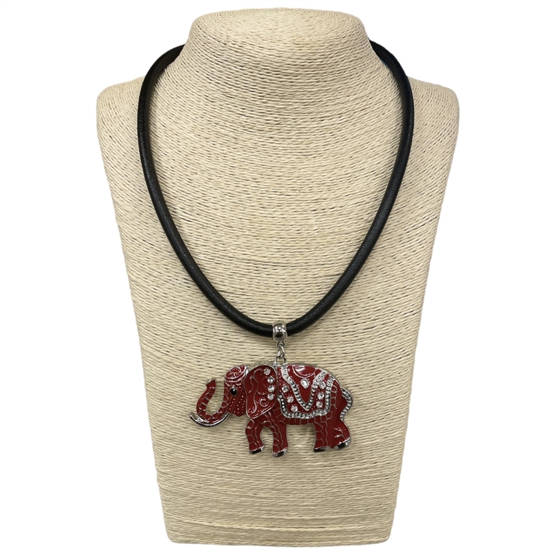 EN20S SMALL RED ELEPHANT SILICONE CORD SHORT NECKLACE